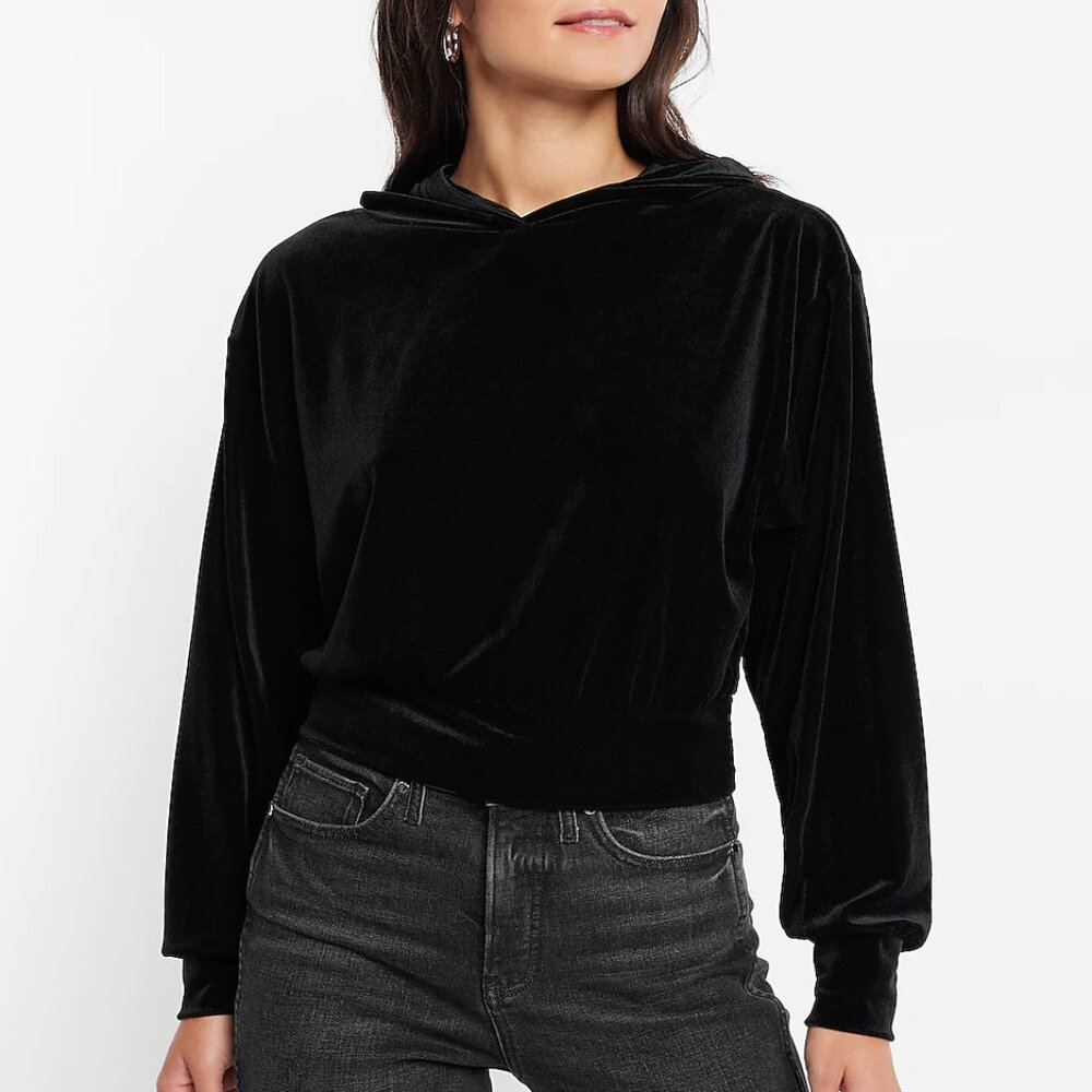 Express Velvet Banded Bottom Hoodie - NWT 🤩